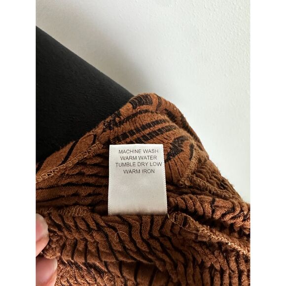 TIANELLO Brown Black Abstract Woven Knit Bell Sleeve Cardigan Sweater Size M - Picture 9 of 9